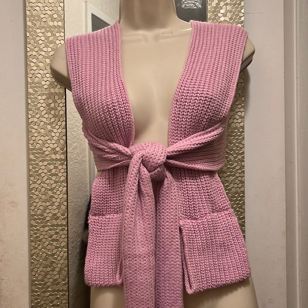 Knit lavender tie up top